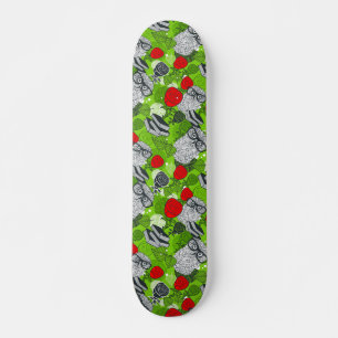 UGGLA i RÖD ROS Mini Skateboard Bräda 18,5 Cm