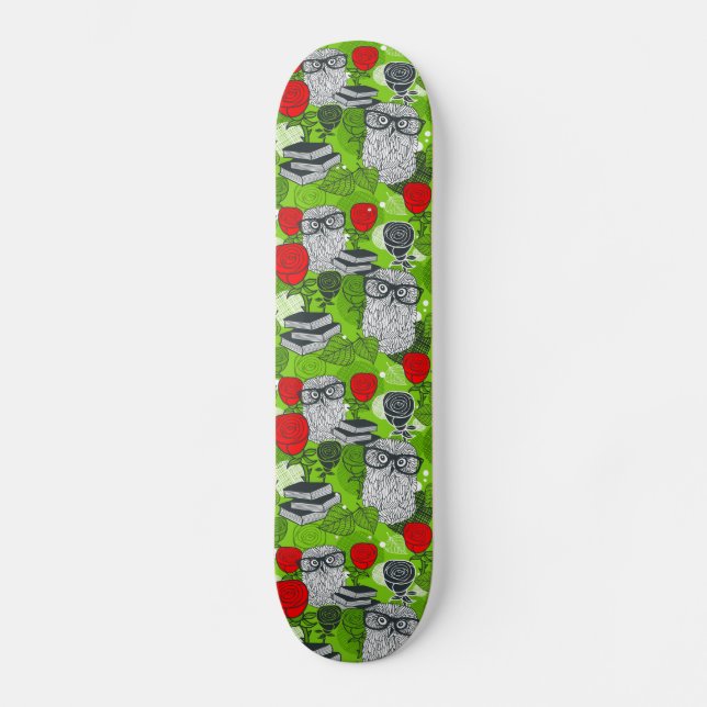 UGGLA i RÖD ROS Mini Skateboard Bräda 18,5 Cm (Framsida)