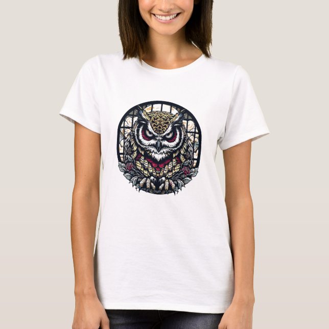 Uggla i runda Windows T Shirt (Framsida)