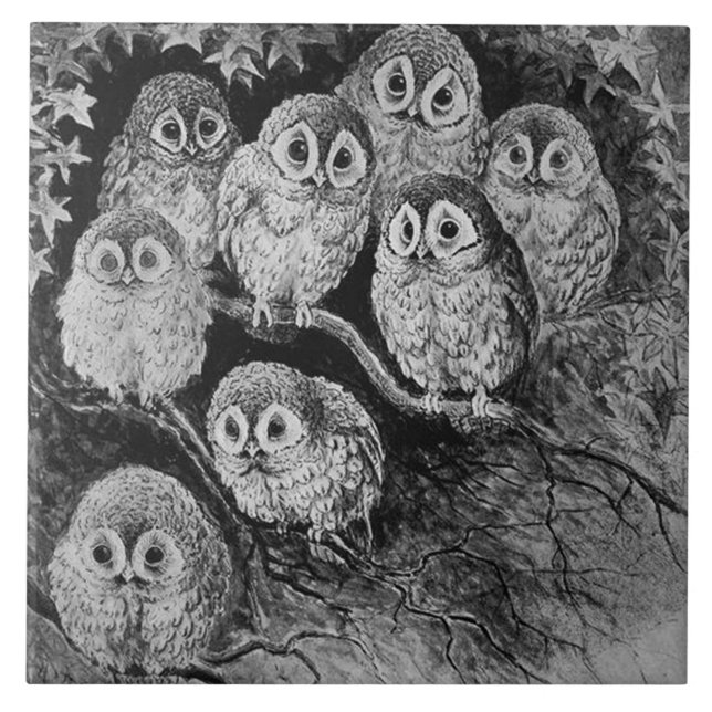 Uggla i skogen, Louis Wain Kakelplatta (Framsidan)