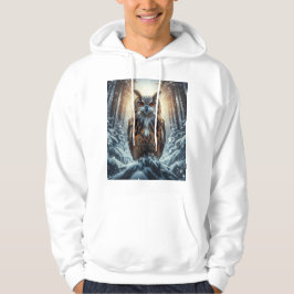 Uggla i snöig skog Unisex Wildlife Hoodie