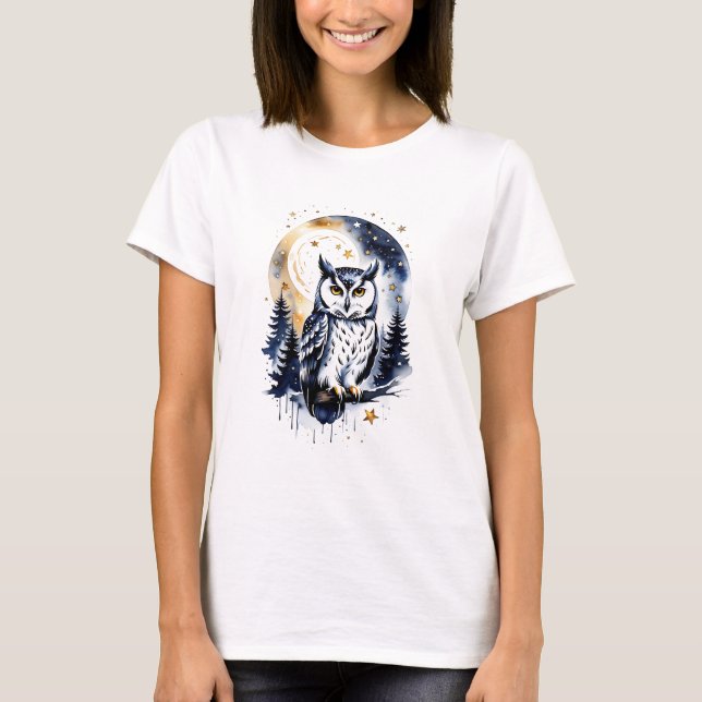 Uggla i Starry Forest T Shirt (Framsida)