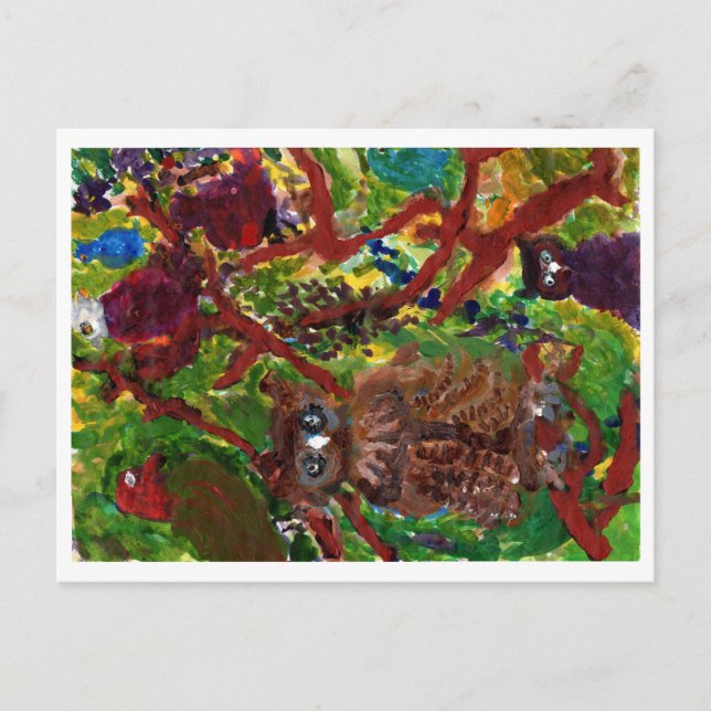 Uggla i träd #2-vykort vykort (Framsida)