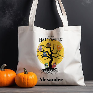 Uggla i Träd Halloween Tygkasse