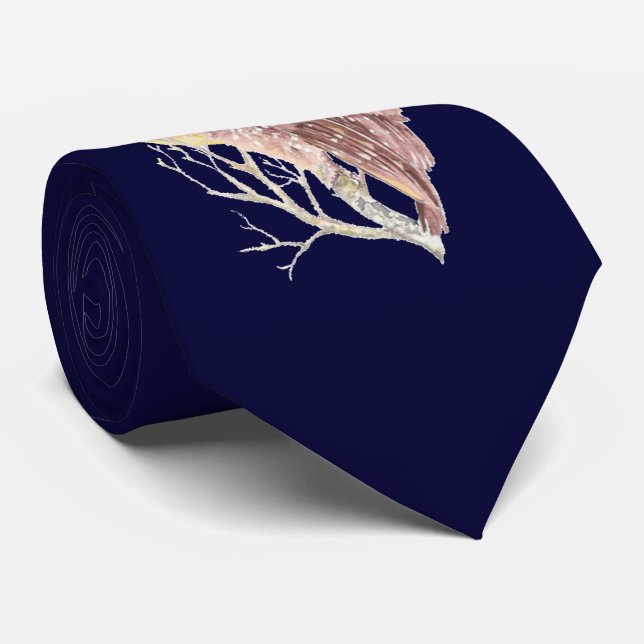 Uggla i Träd med Måne Watercolor Bird, Animal Slips (Rullad)