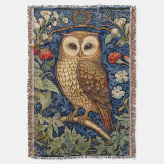 Uggla i trädgården William Morris stil Filt