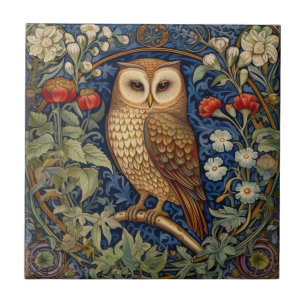 Uggla i trädgården William Morris stil Kakelplatta