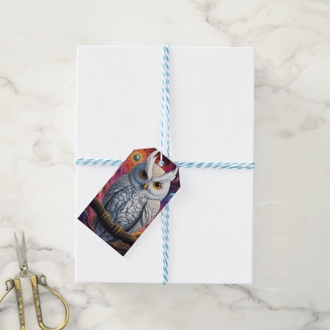 Uggla i Wisdom Presentetikett (With Twine)