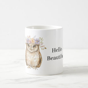Uggla iförd blommor kaffemugg