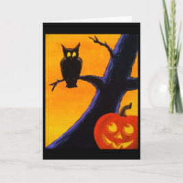 Uggla & Jack O'Lantern Halloween-hälsningskort Kort