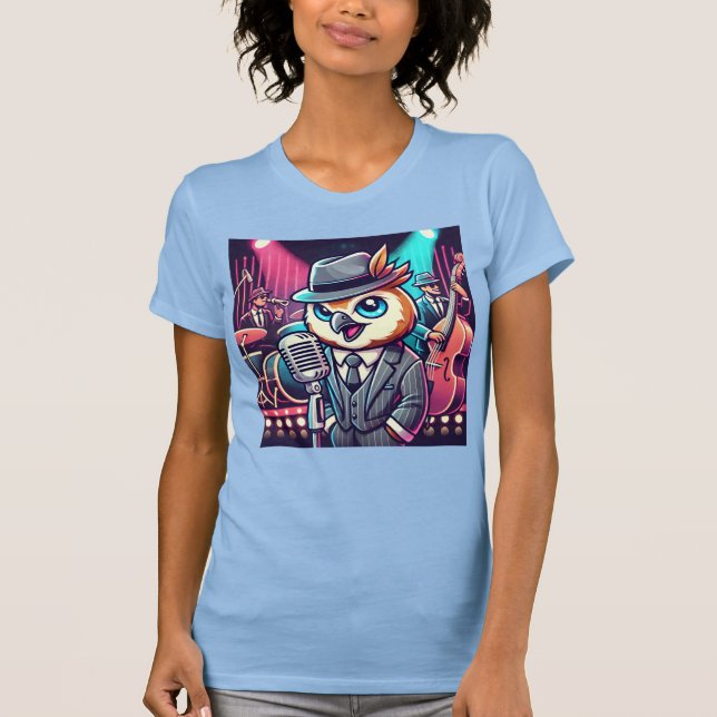 Uggla Jolson - Neon Jazz Klubb Singer T Shirt (Framsida)