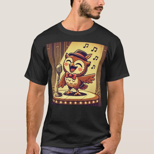 Uggla Jolson - Vintage Jazz Singing Uggla T Shirt (Framsida)