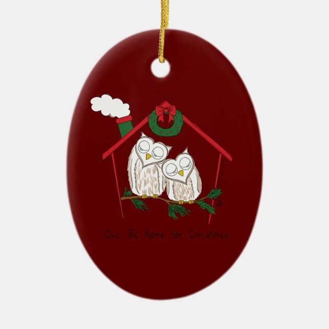 Uggla jul Land Helgdag Julgransprydnad Keramik (Framsidan)