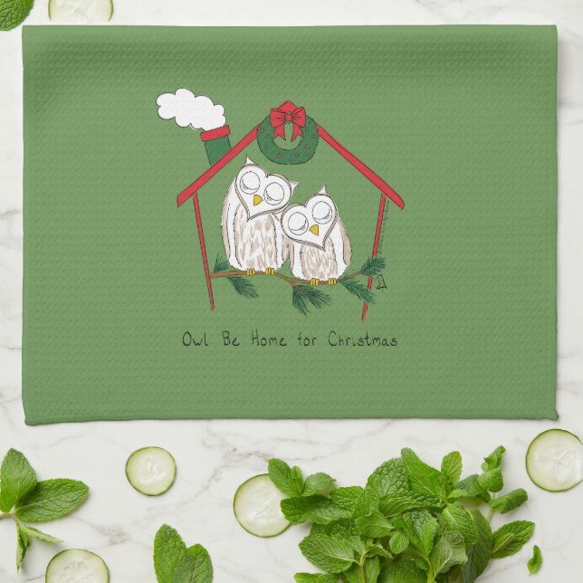 Uggla jul Land Helgdag Kökshandduk (Vikta)