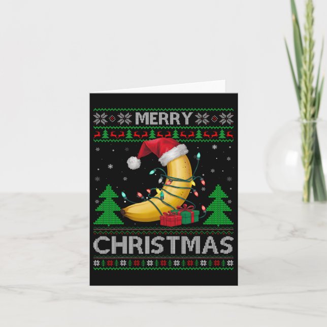 Uggla Julafton Sweater Stil Ljus Santa Banana Kris Kort (Framsida)