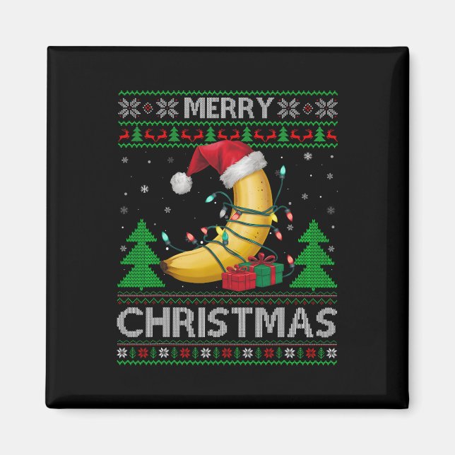 Uggla Julafton Sweater Stil Ljus Santa Banana Kris Magnet (Framsidan)
