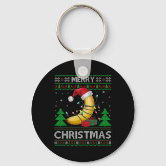Uggla Julafton Sweater Stil Ljus Santa Banana Kris Nyckelring