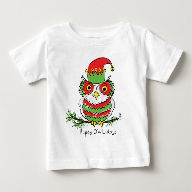 Uggla Juldag-Tecknad T Shirt (Framsida)