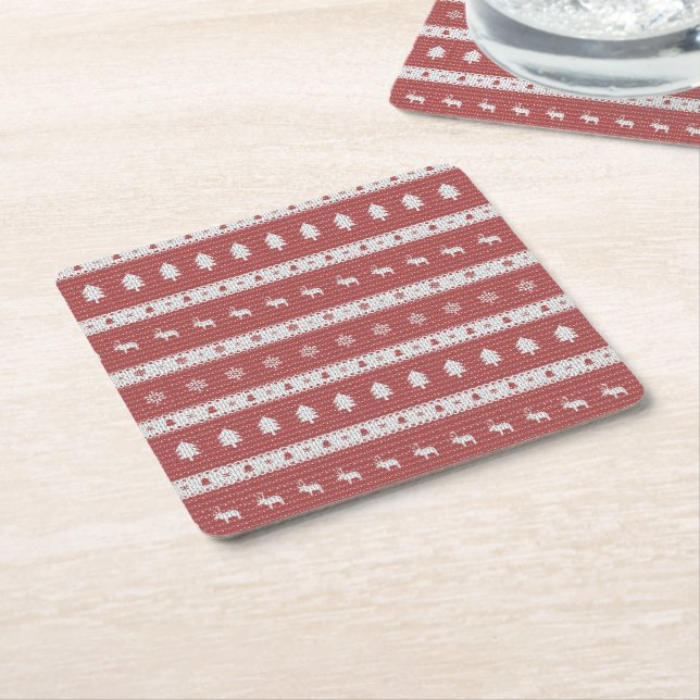 Uggla Julens Chic Red Papper Underlägg Papper Kvadrat (Vinklad)