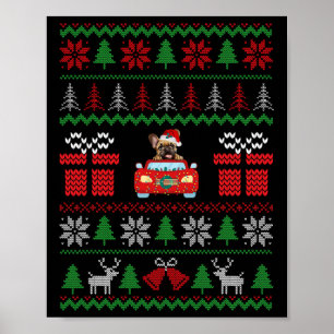 Uggla Julens Fransk Bulldog Riding Car Red Santa Poster