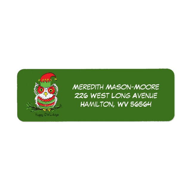 Uggla julklapp, underbara barn returadress etikett (Framsidan)