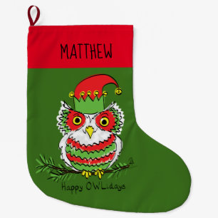 Uggla julklappen Funny Helgdag Kids Stor Julstrumpa