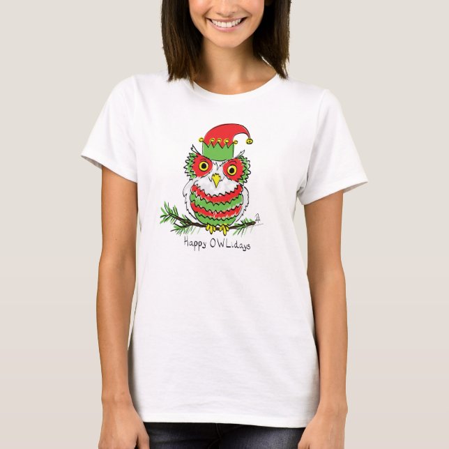 Uggla-julklappen Funny Helgdag T Shirt (Framsida)