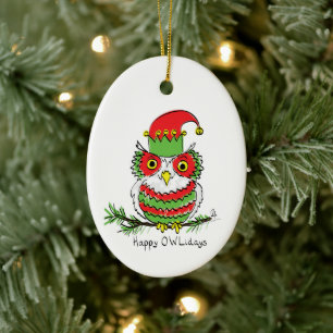 Uggla julklappen, ynka Helgdag Julgransprydnad Keramik