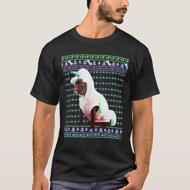 Uggla Julsötare Den vackra Fransken Bulldog Hund U T Shirt (Framsida)