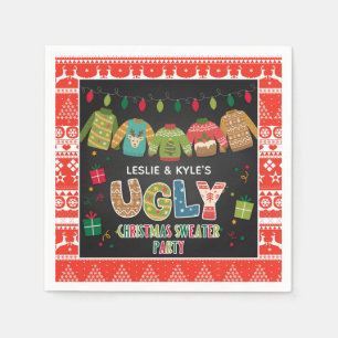 Uggla julsötaren Party Napkin - Röd Gräns Pappersservett