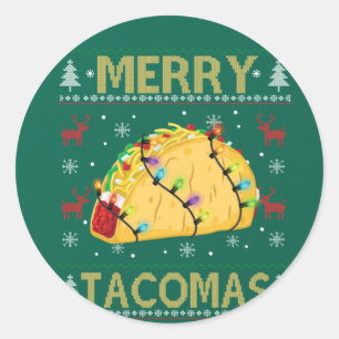 Uggla jultaco TShirt Funny Tacos Gift Merry Runt Klistermärke