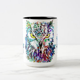 Uggla-kaffe Mugg Färgfläckig Uggla ABSTRAKT UG