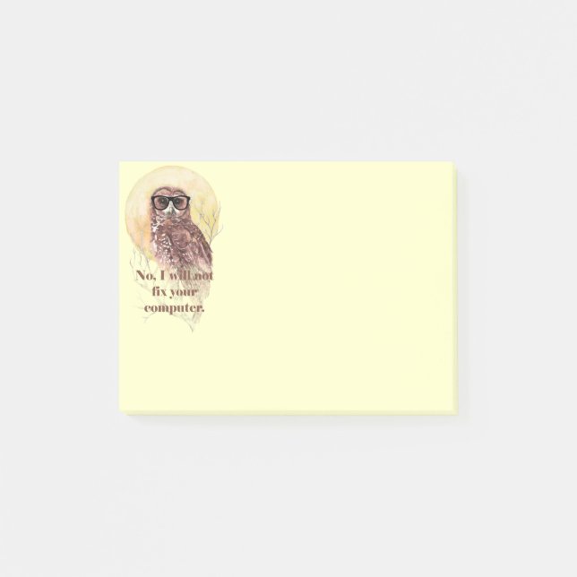 Uggla kan inte åtgärda Roligten Geek Uggla Glass Post-it Block (Framsida)