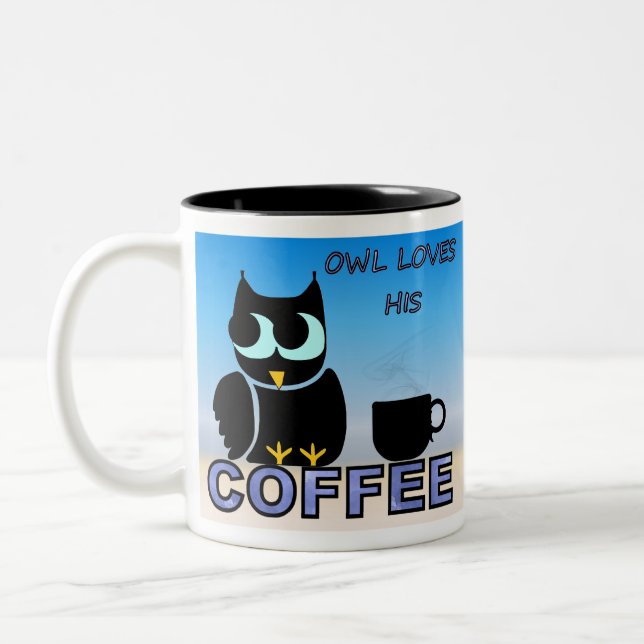 Uggla Kärlek Hans kaffe Två-Tonad Mugg (Vänster)