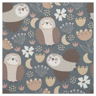Uggla Kärlek Scandinavian Folk Art Mönster Tyg