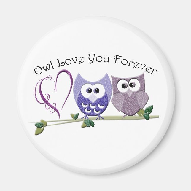 Uggla Kärlek You Forever, Cute Ugglor och Hjärtdes Magnet (Framsidan)