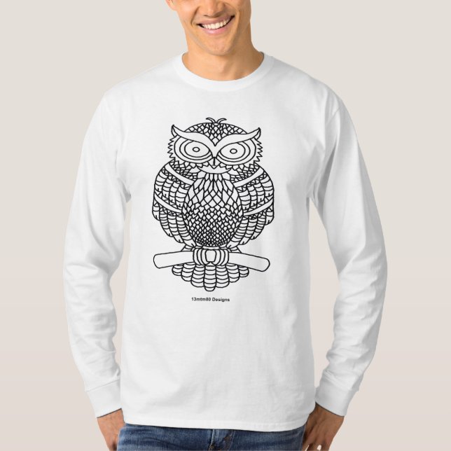 Uggla (klassisk) - Herr långärmad skjorta T Shirt (Framsida)