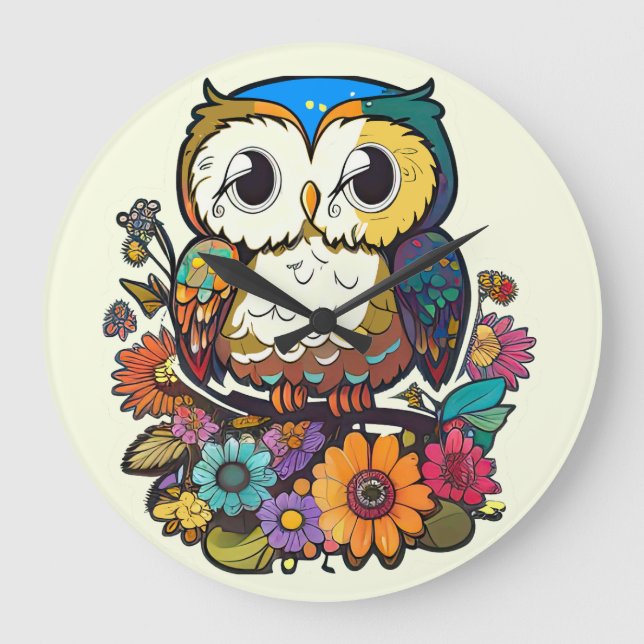 Uggla-klocka för daghem eller barnhem stor klocka (Framsida)
