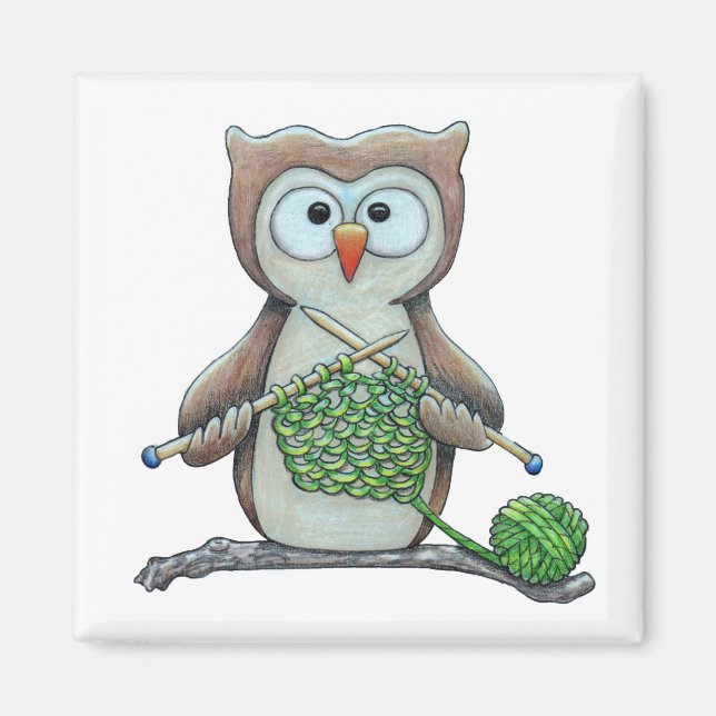 Uggla Knitter Magnet (Framsidan)
