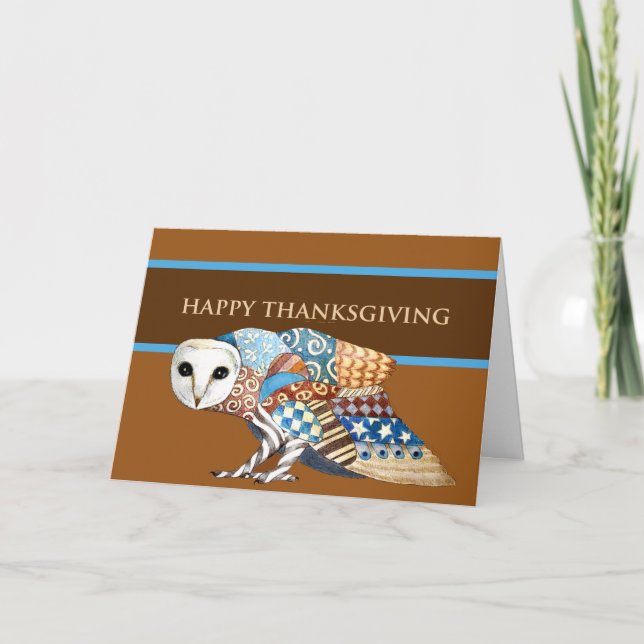 Uggla-kort för thanksgiving helgkort (Framsida)