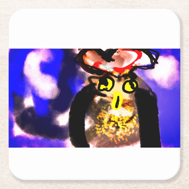 Uggla kung underlägg papper kvadrat (Framsidan)