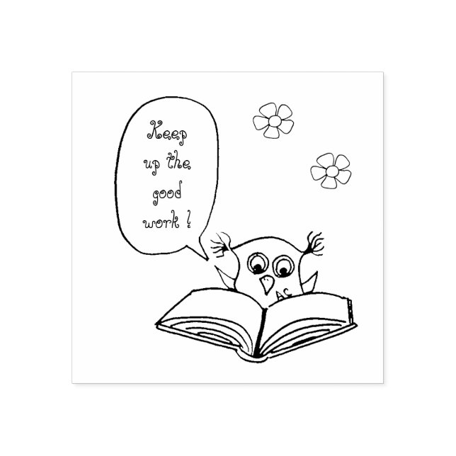 Uggla lärares anpassningsbar, träkonst frimärke stämpel (Tryck)