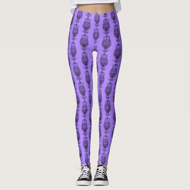 Uggla (lila) - Leggings (Framsida)