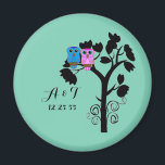 Uggla - Love birds - Cute Wedding Favors Magnet<br><div class="desc">Uggla-magneter - kärleksfågeltema - Unika och prisvärda bröllopsförmåner</div>