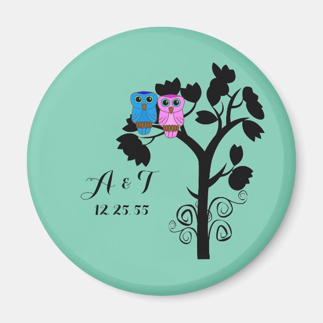 Uggla - Love birds - Cute Wedding Favors Magnet (Framsidan)