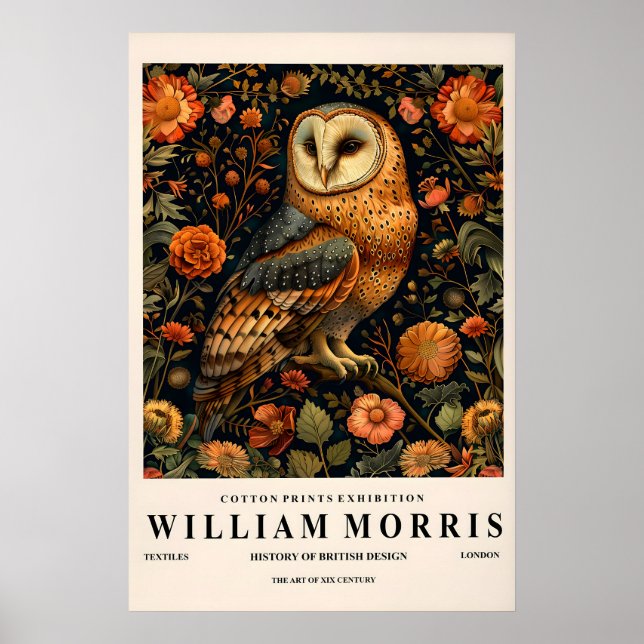Uggla målning, William Morris affisch, Botanica Poster (Framsidan)