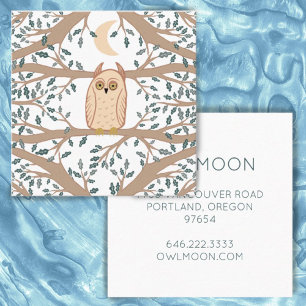 Uggla Måne Mystical Magic Boho Cute Fyrkantigt Visitkort