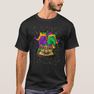 Uggla Mardi Gras Animal Ansikte Carnival Jester Fe T Shirt