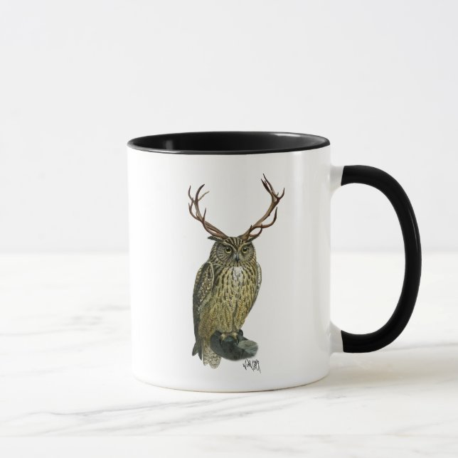 Uggla med Antlers slätt 2 Mugg (Höger)
