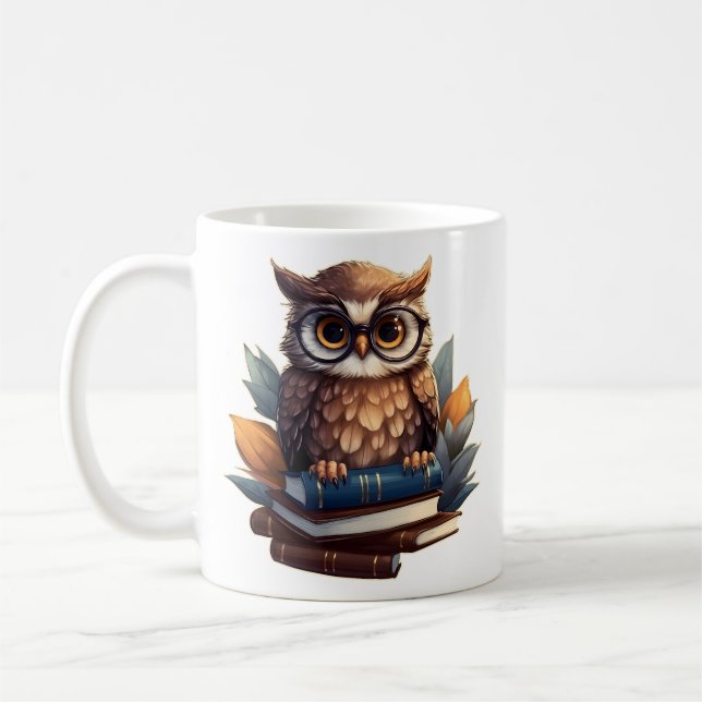Uggla med bokar kaffemugg (Vänster)